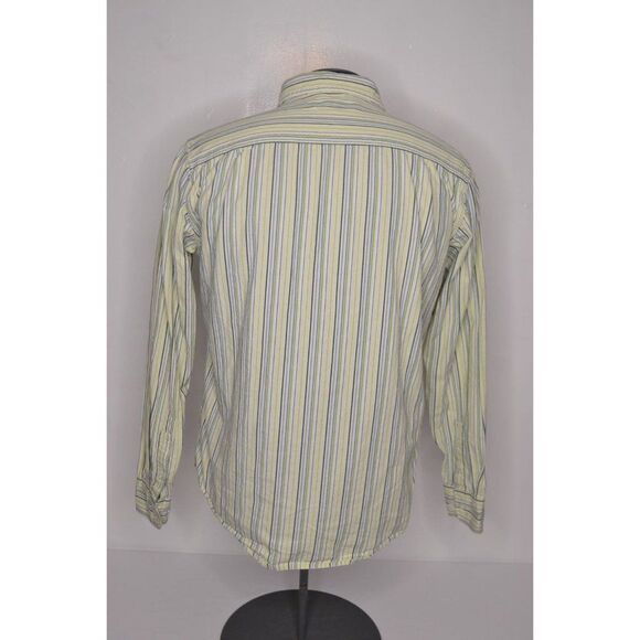 BKE Men's Large Contour Fit Yellow Striped Long Sleeve Button Down Shirt - Picture 5 of 11